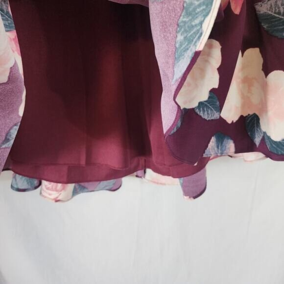 City Triangle Purple Maroon Floral A-line Mini Flared Skirt Size 9 - Picture 2 of 6
